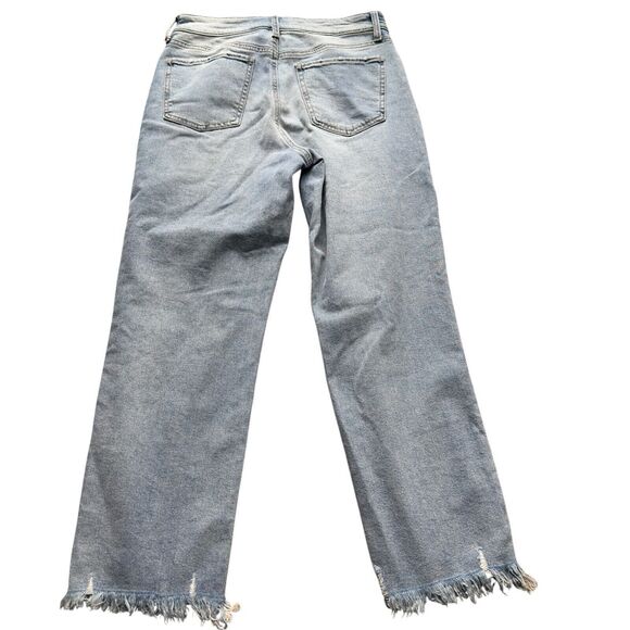 Womens High-Rise Straight Leg Jeans 11/30W Stretch Light Wash Distressed - Picture 13 of 15